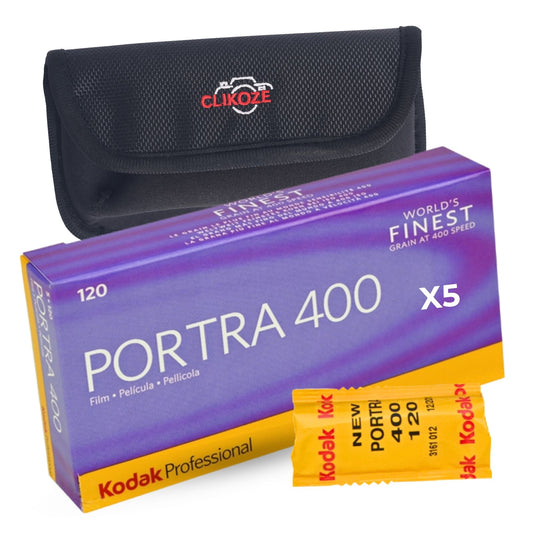 Kodak Portra 400 120 Film 5 Pack with Clikoze Film Case