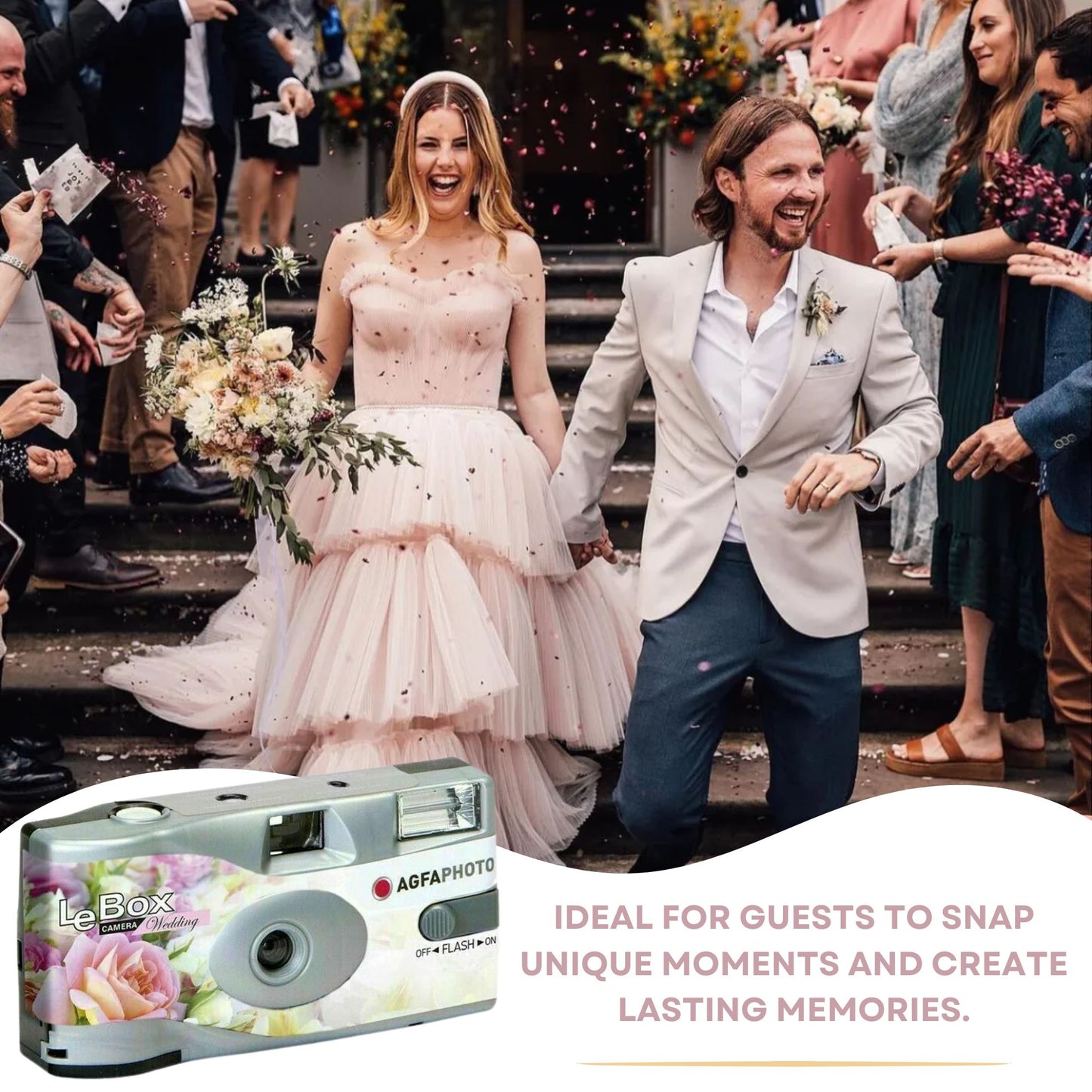 AGFA LeBox Wedding Disposable Camera - 27 Photos, 31mm Lens, Pack of 20. Includes Free Developing and Hi-Res scans.