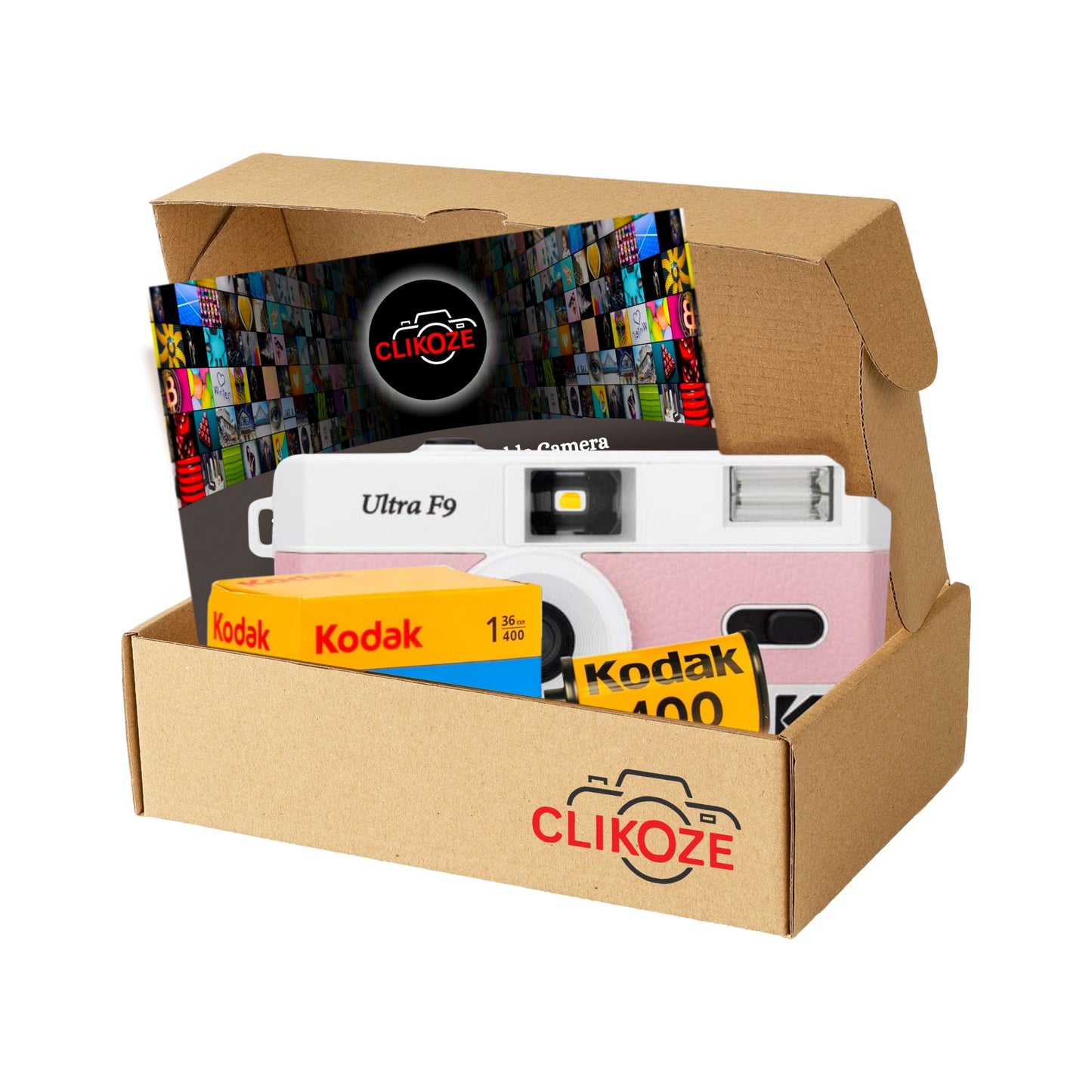 Kodak Ultra F9 Film Camera Bundle - Baby Pink, Kodak Ultramax 35mm Film & Photography Tips Card