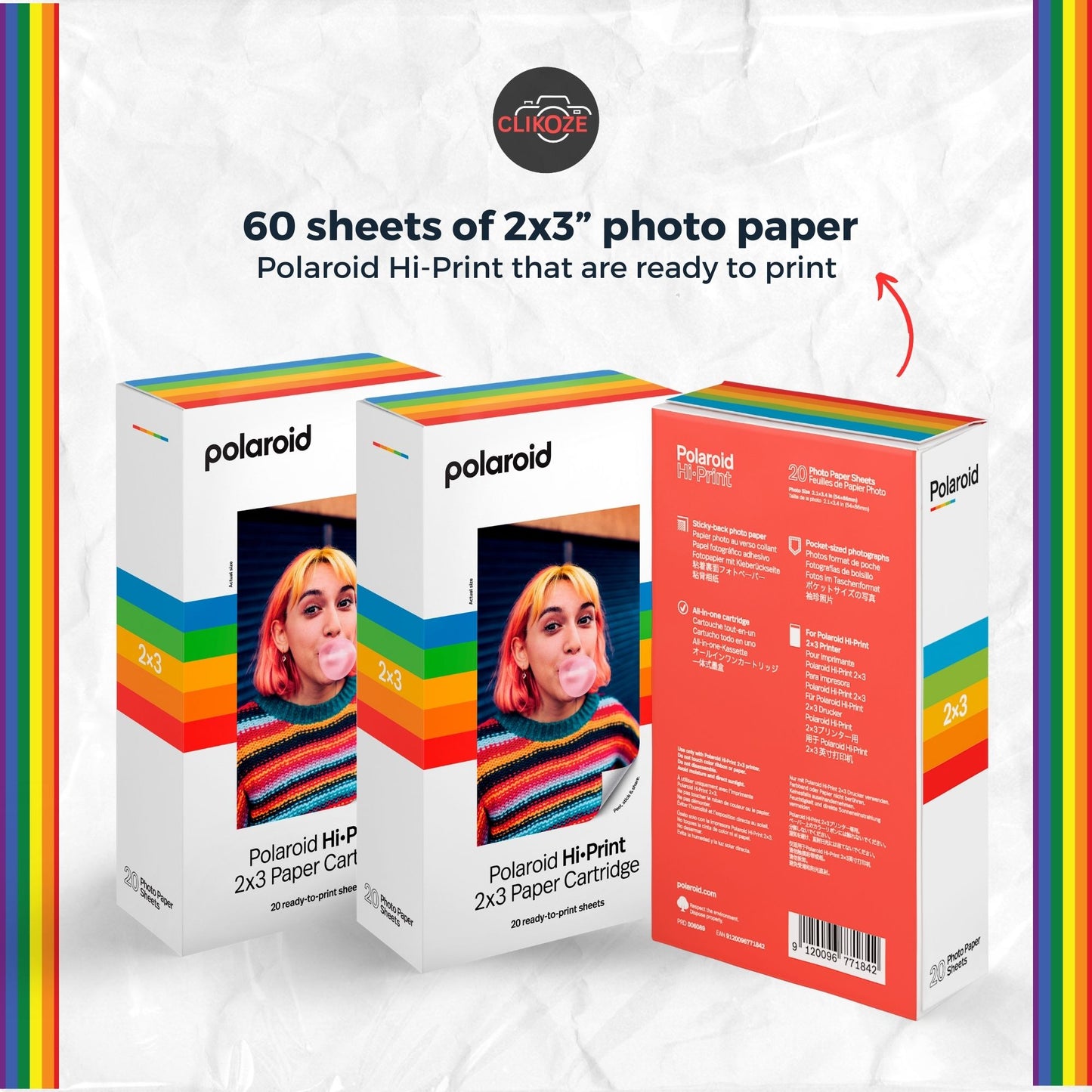 Polaroid Hi-Print Gen 2 Black Instant Photo Printer Bundle – 60 Sheets + Cloth