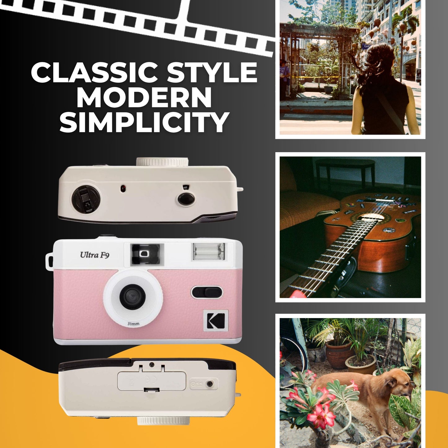 Kodak Ultra F9 Film Camera Bundle - Baby Pink, Kodak Ultramax 35mm Film & Photography Tips Card