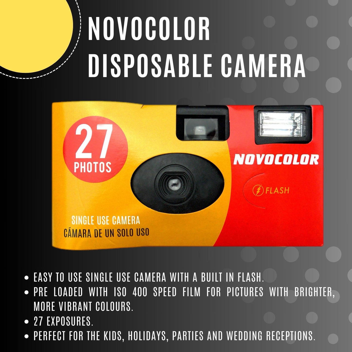 Novocolor APM401004 Disposable Camera Bundle - 10 x 27 Exposure Cameras + Free Developing & High Resolution Scans