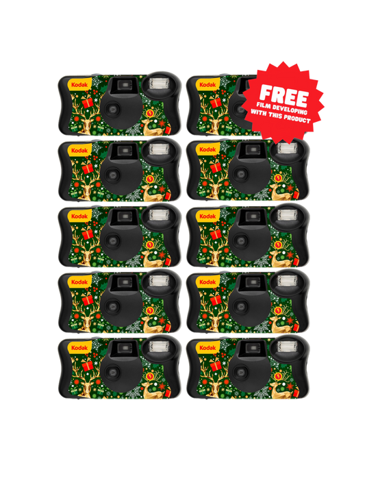 Kodak FunSaver 39 Exposure Disposable Camera Christmas Party Pack x10 With Developing And Scans