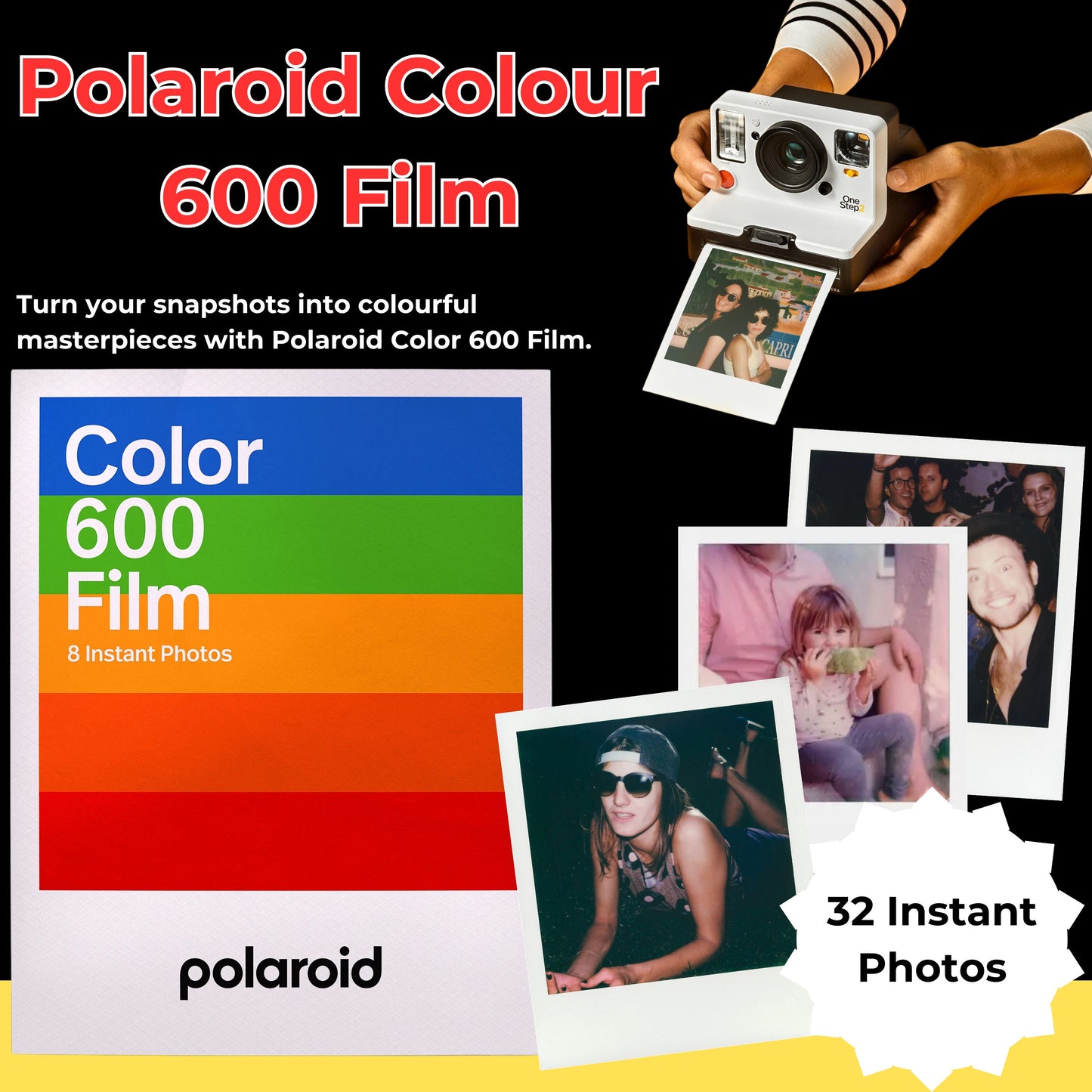 Polaroid 600 Film Bundle – 32 Shots, Wall Album & Tips Card