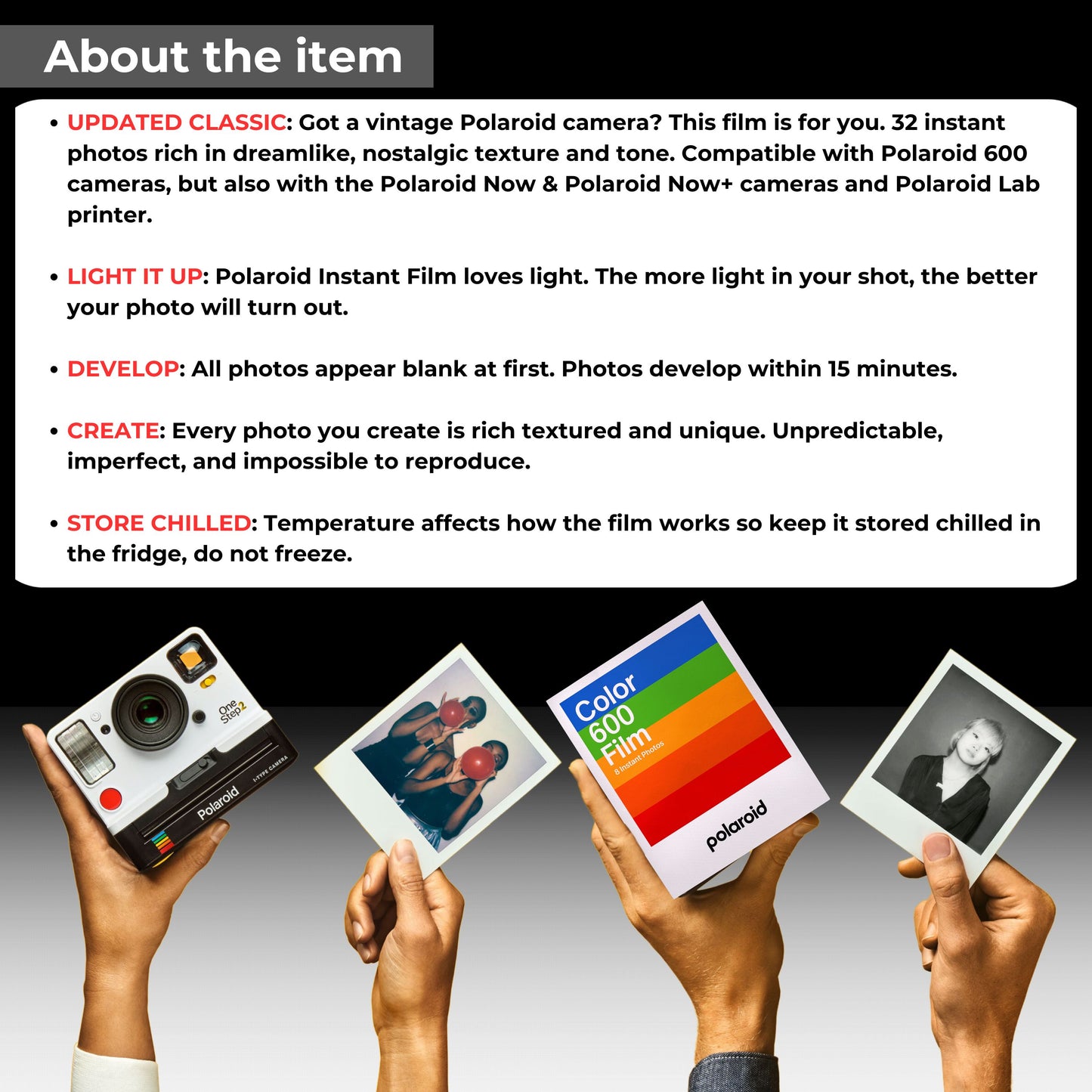 Polaroid 600 Film Bundle – 32 Shots, Wall Album & Tips Card