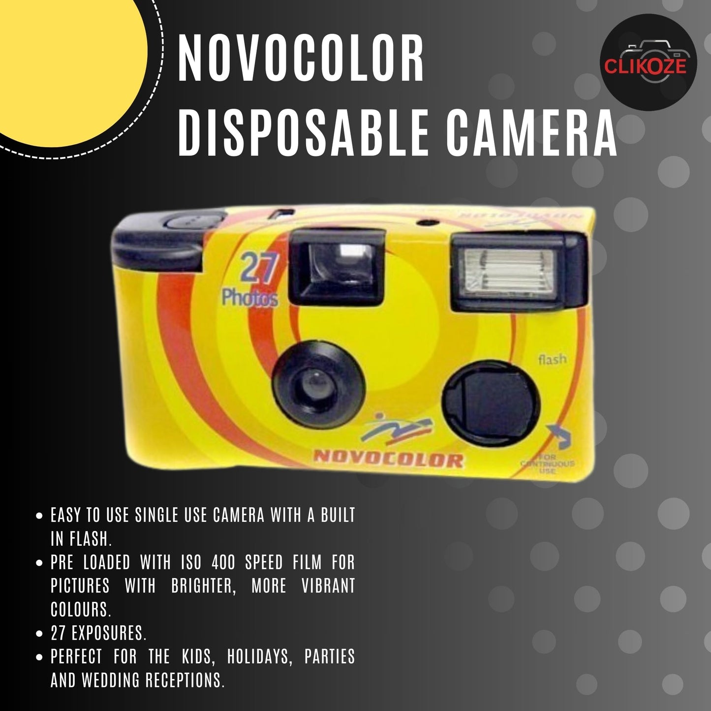 Novocolor APM401004 Disposable Camera Bundle - 10 x 27 Exposure Cameras + Free Developing & High Resolution Scans