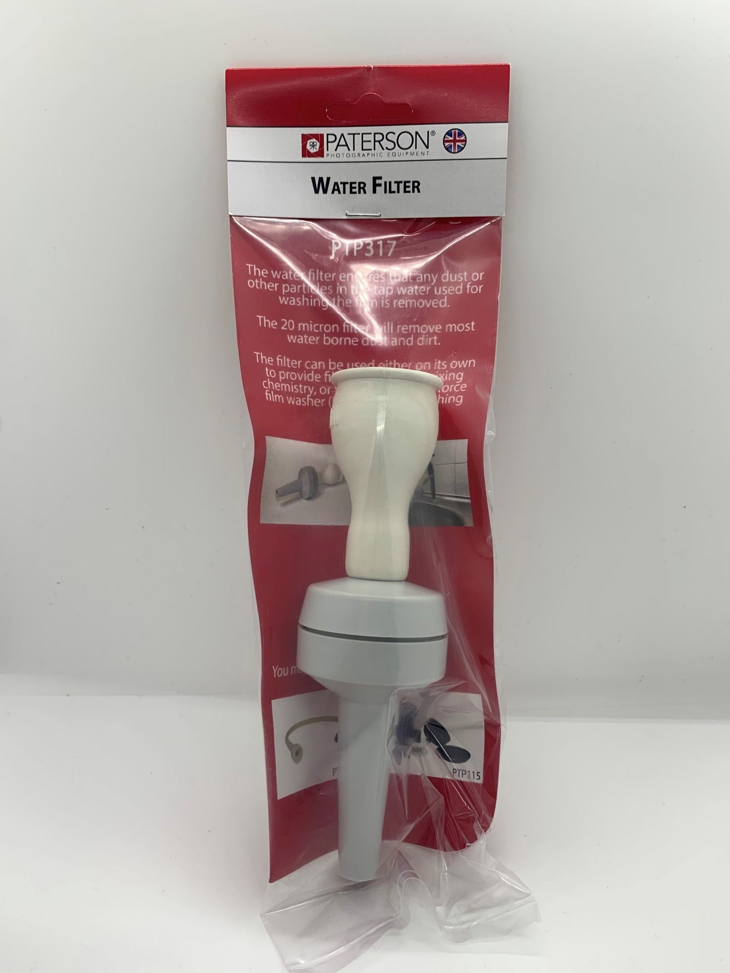 Paterson water filter: Reliable film washing. Removes tap water impurities. 20 Micron filter for dust removal. Enhance film development quality.