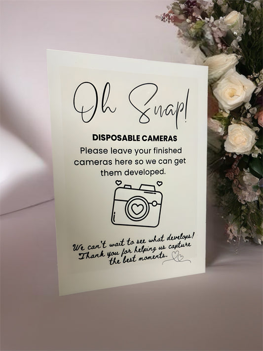 Free standing card to guide disposable camera collection