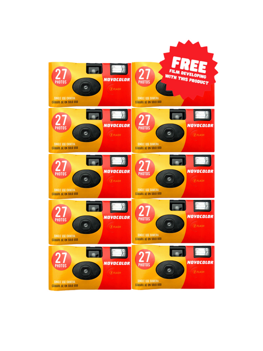 Novocolor Disposable Camera Bundle - 10 x 27 Exposure Cameras + Free Developing & High Resolution Scans