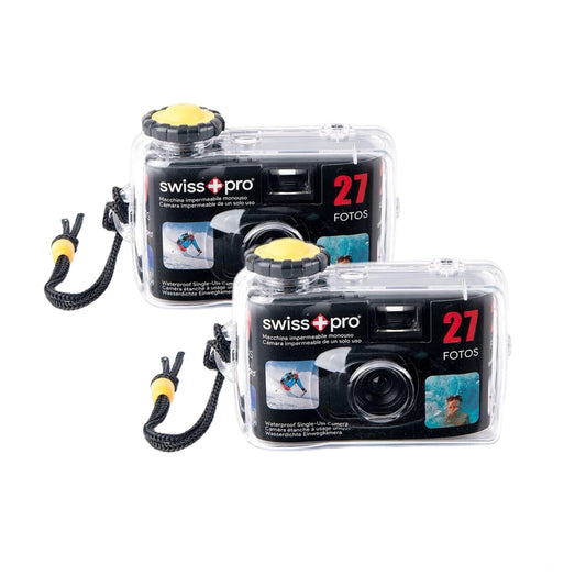 Swiss+Pro Waterproof Single Use Camera x 2 Holiday bundle - with developing & Scans