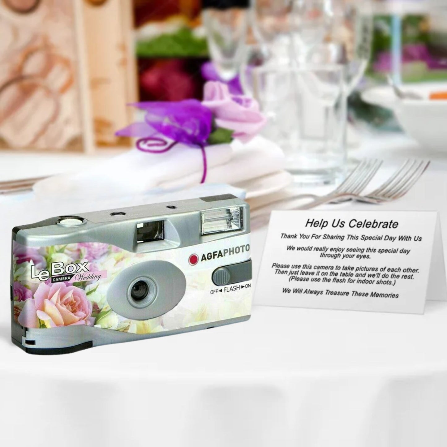 AGFA LeBox Wedding Disposable Camera - 27 Photos, 31mm Lens, Pack of 20. Includes Free Developing and Hi-Res scans.