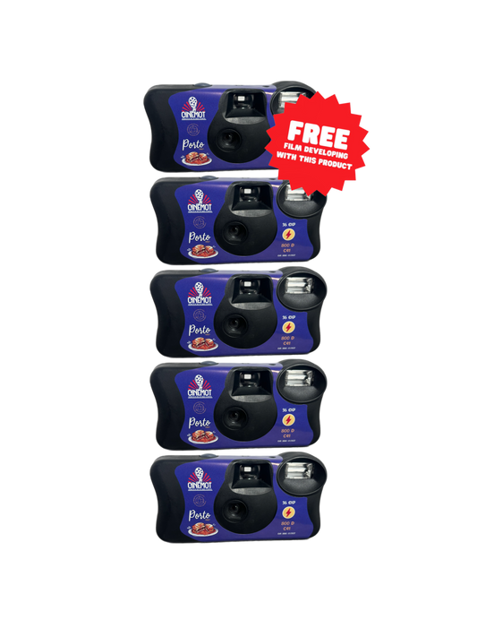 Cinemot Porto Disposable Camera bundle x5 36 Exp Cameras With Developing & Scans