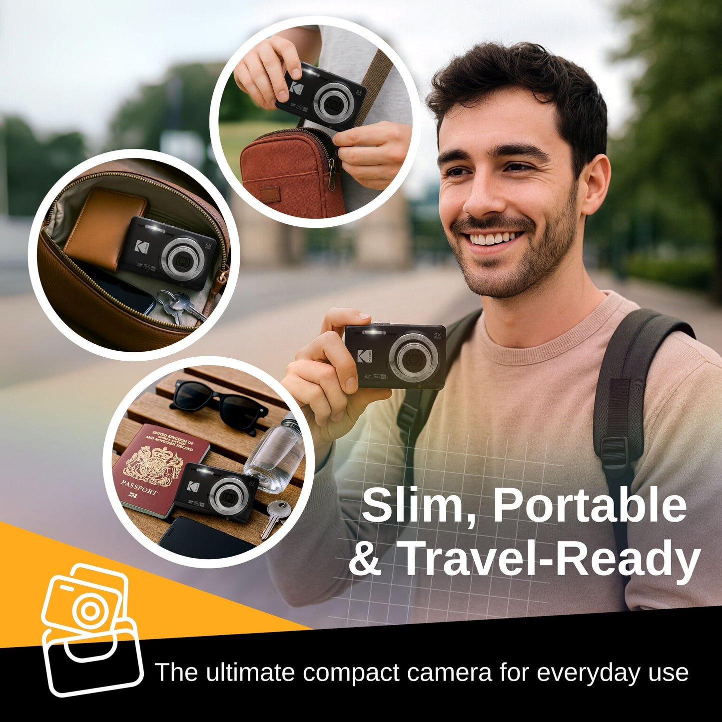 Kodak PIXPRO FZ55 Digital Camera (Black) Bundle with 32GB SD Card & Cleaning Cloth