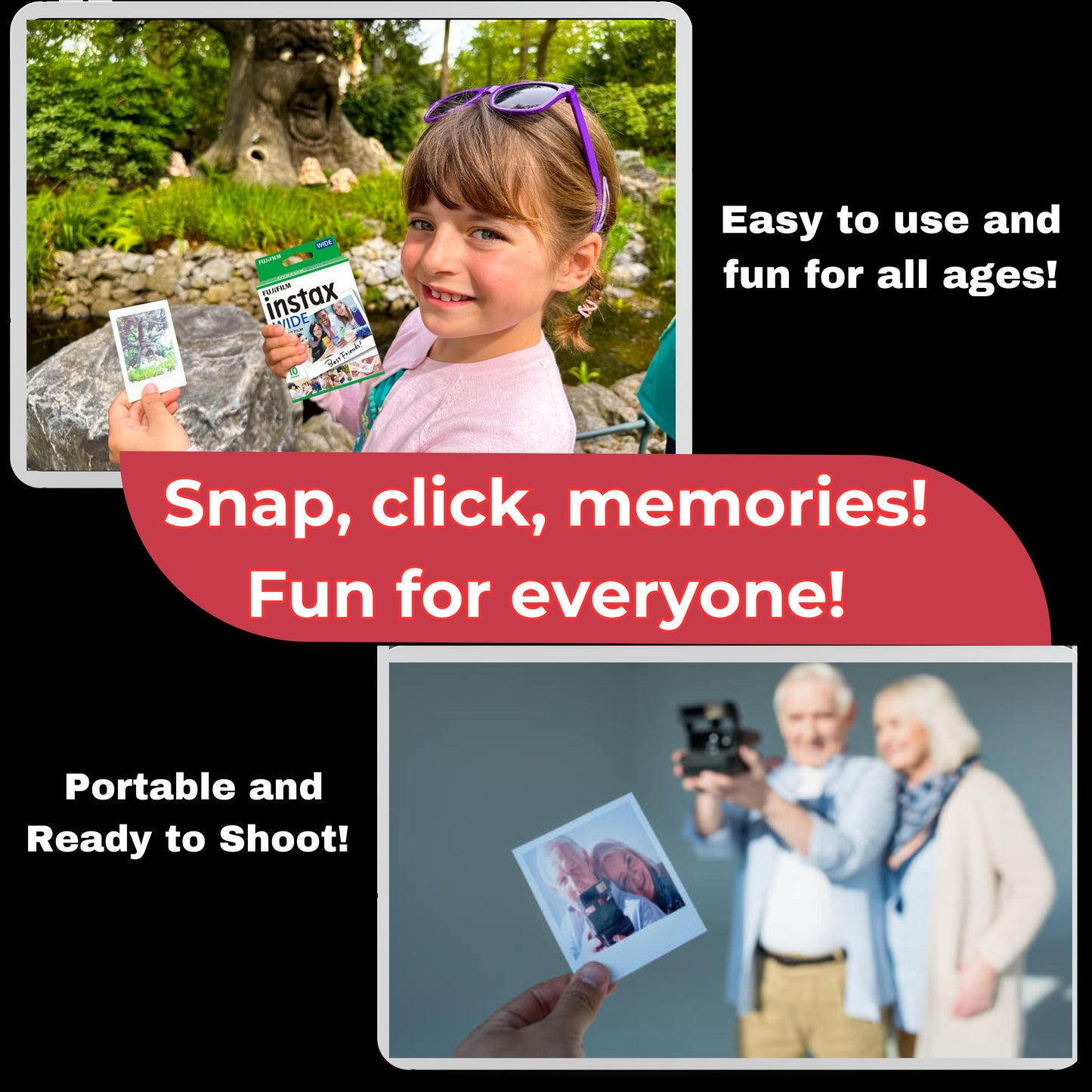 Clikoze Fujifilm Instax Wide Film Bundle – 60 Shots, Wall Album & Tips Card