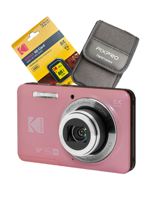 Kodak PixPro FZ55 Digital Camera  With Kodak 32gb SD Card- Pink - WITH FREE PIXPRO CASE!!