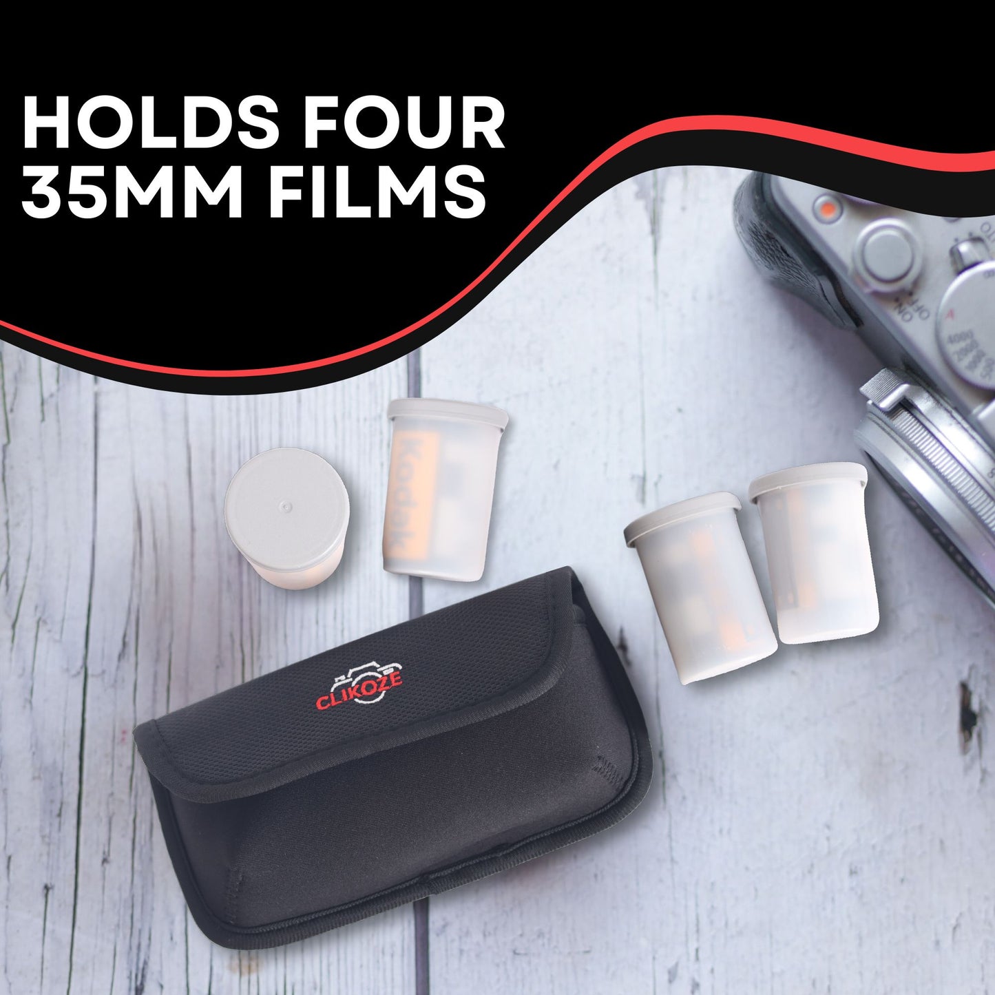 Clikoze 35mm Film Holder Pouch - Holds 4 Rolls