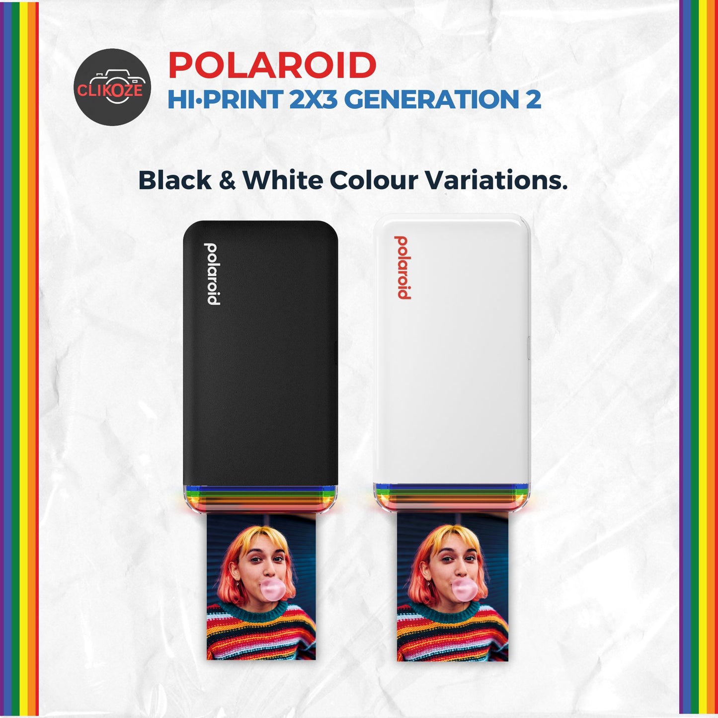 Polaroid Hi-Print Gen 2 Black Instant Photo Printer Bundle – 60 Sheets + Cloth
