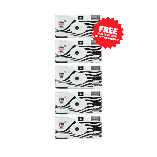 Ilford XP2 Disposable Camera Bundle Black & White x5 With Developing & Scans