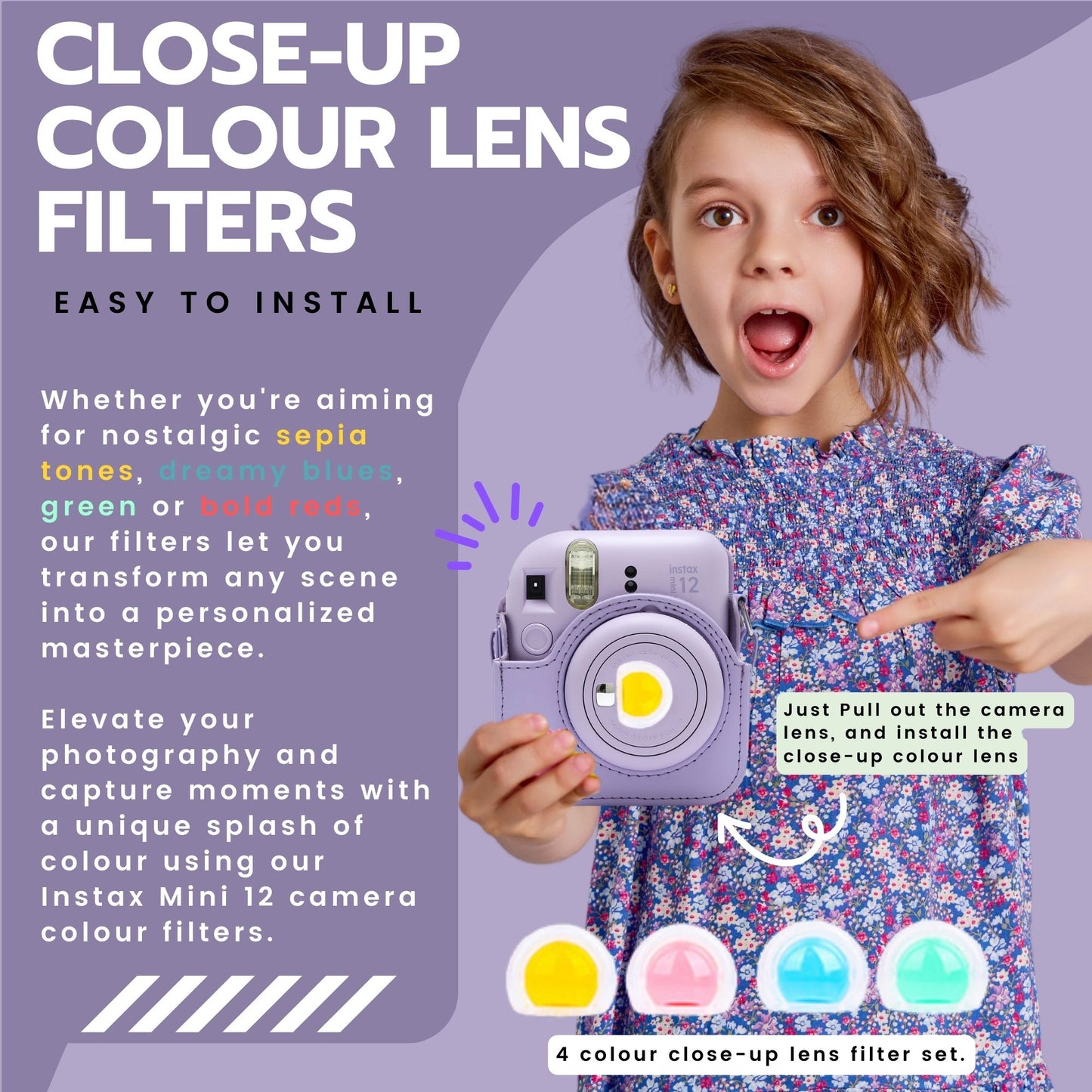 Clikoze Fujifilm Instax Mini 12 Camera Bundle - Includes Camera, Film, Case, Album, Stickers & More