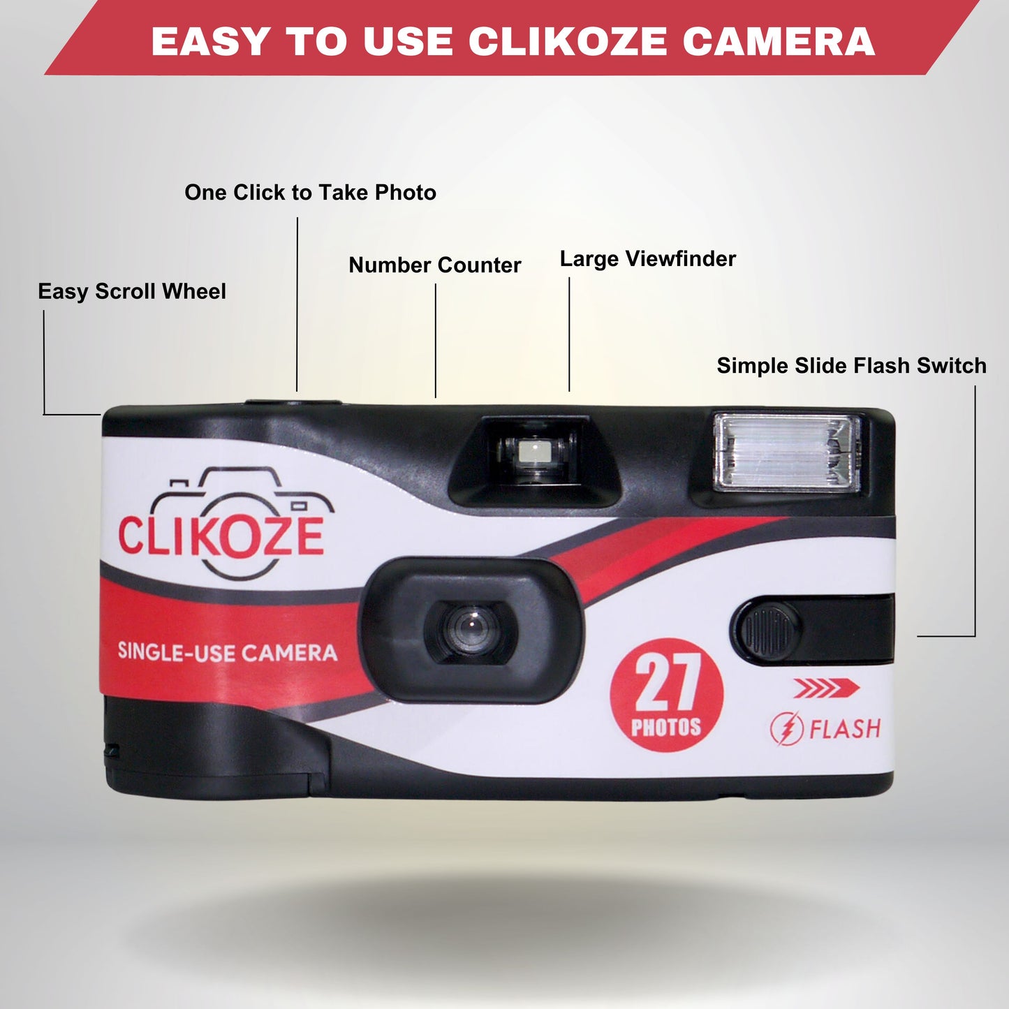 Clikoze Disposable Camera 27 Exposures | ISO 400 35mm Film with Flash