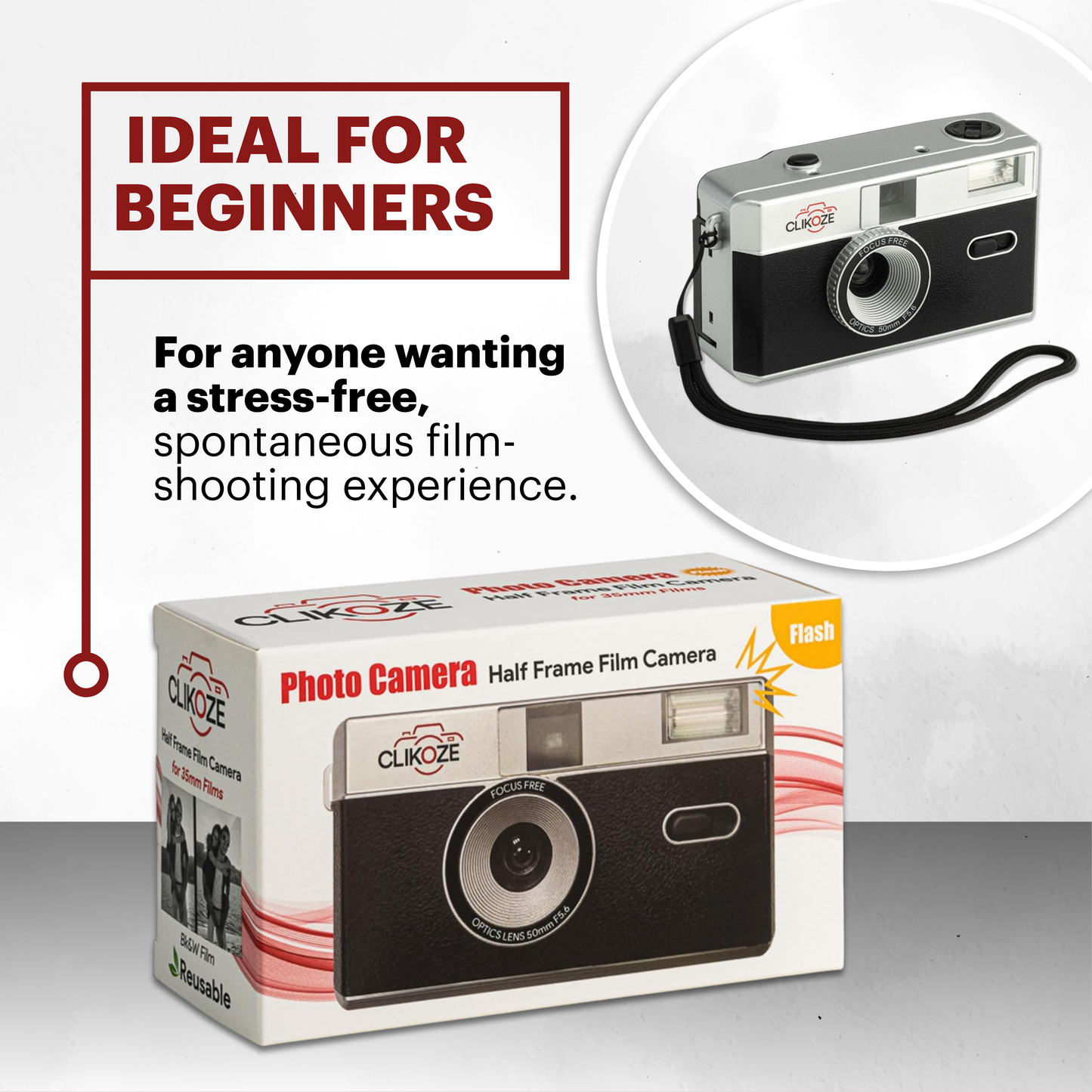 Clikoze Half-Frame 35mm Reusable Film Camera Set