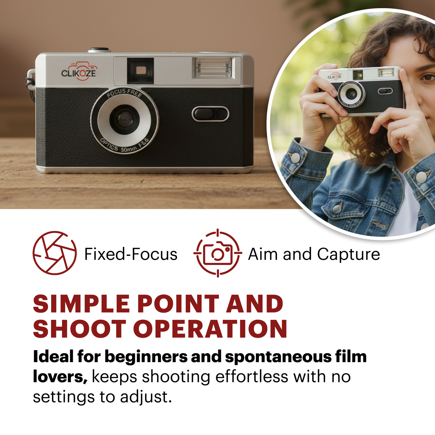 Clikoze Half-Frame 35mm Reusable Film Camera Set