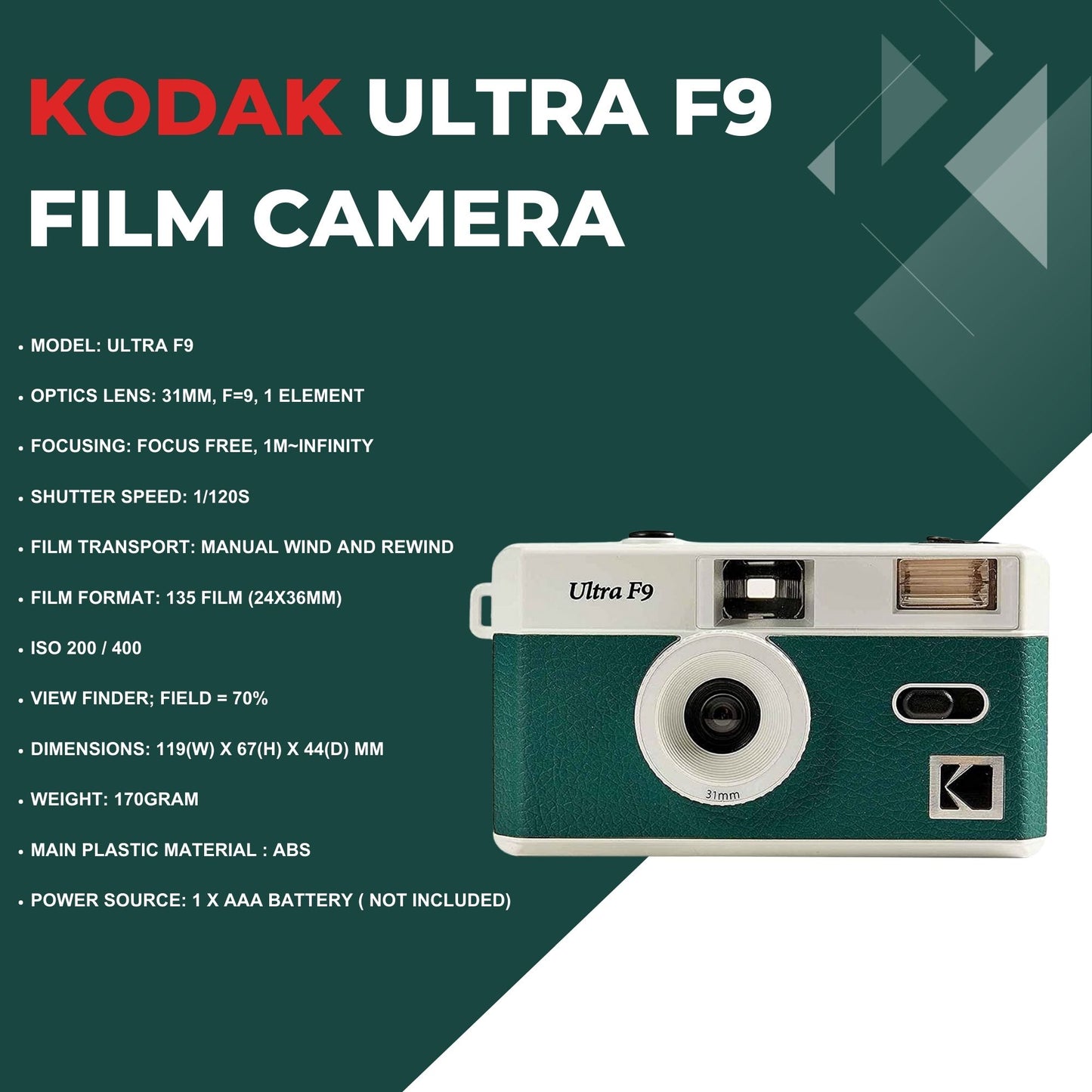 Kodak Ultra F9 Film Camera - Available in 2 Colours