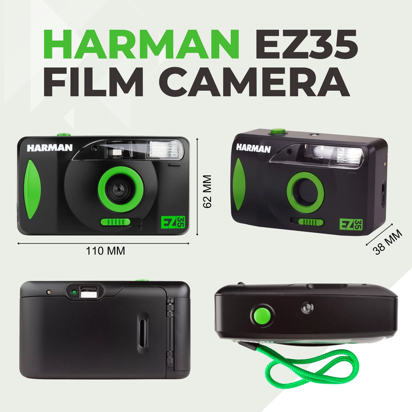 Harman EZ35 Film Camera Bundle with Battery, Colorplus 36 Exp Film, Tips Card & Cloth