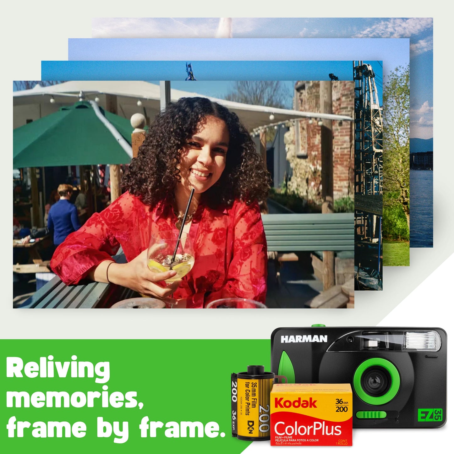 Harman EZ35 Film Camera Bundle with Battery, Colorplus 36 Exp Film, Tips Card & Cloth