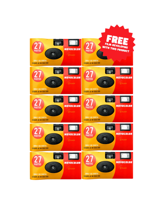 Novocolor APM401004 Disposable Camera Bundle - 10 x 27 Exposure Cameras + Free Developing & High Resolution Scans