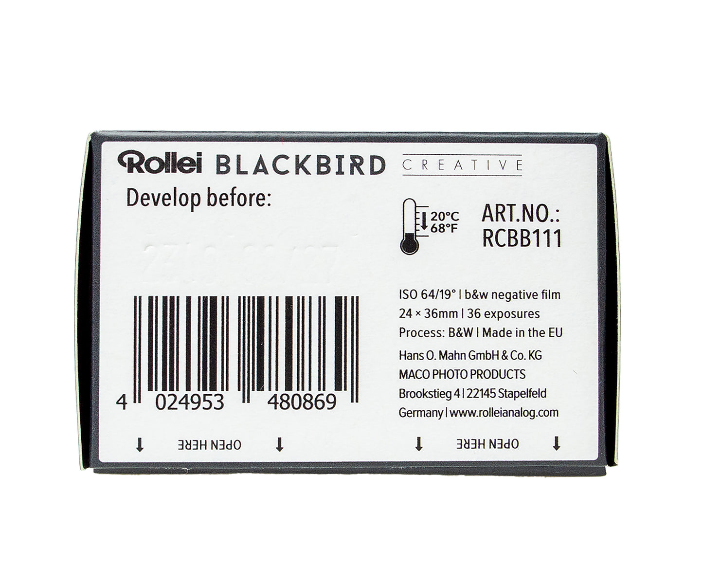 Rollei Blackbird Creative B&W 35mm 36 Exposure Film