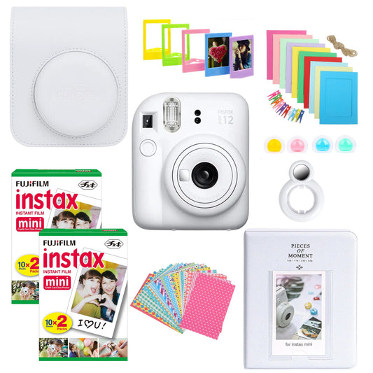 Capture memories in style with the Clikoze Fujifilm Instax Mini 12 Camera Bundle. This all-in-one kit includes the Instax Mini 12 camera, film, a stylish case, album, stickers, and more. Perfect for instant photo enthusiasts! Get yours now for endless fun and creativity.