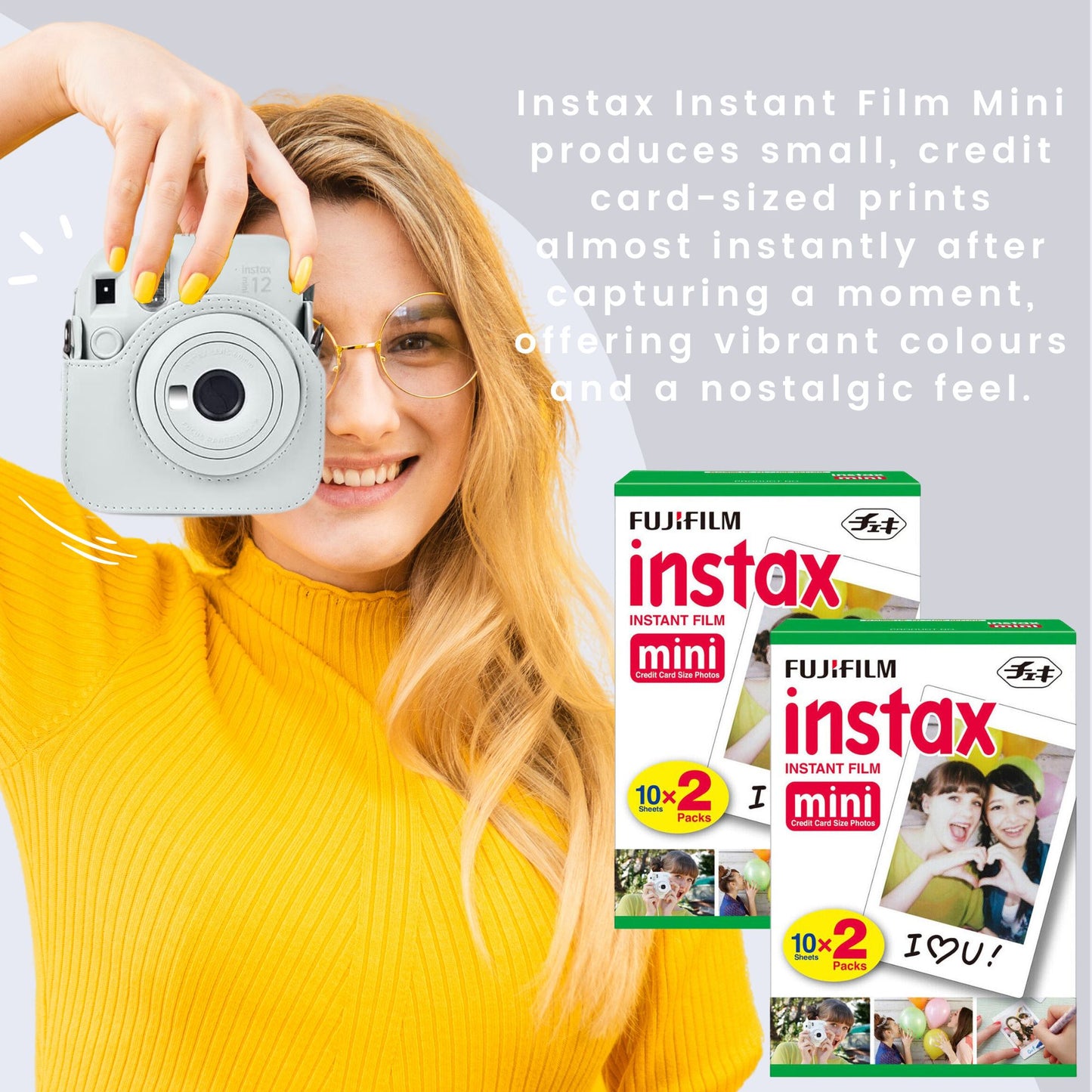 Clikoze Fujifilm Instax Mini 12 Camera Bundle - Includes Film, Case, Album, Stickers & More