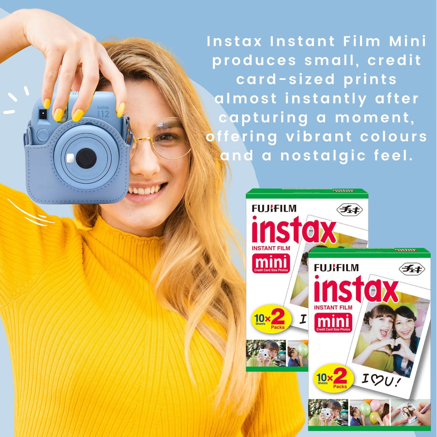 Clikoze Fujifilm Instax Mini 12 Camera Bundle - Includes Film, Case, Album, Stickers & More