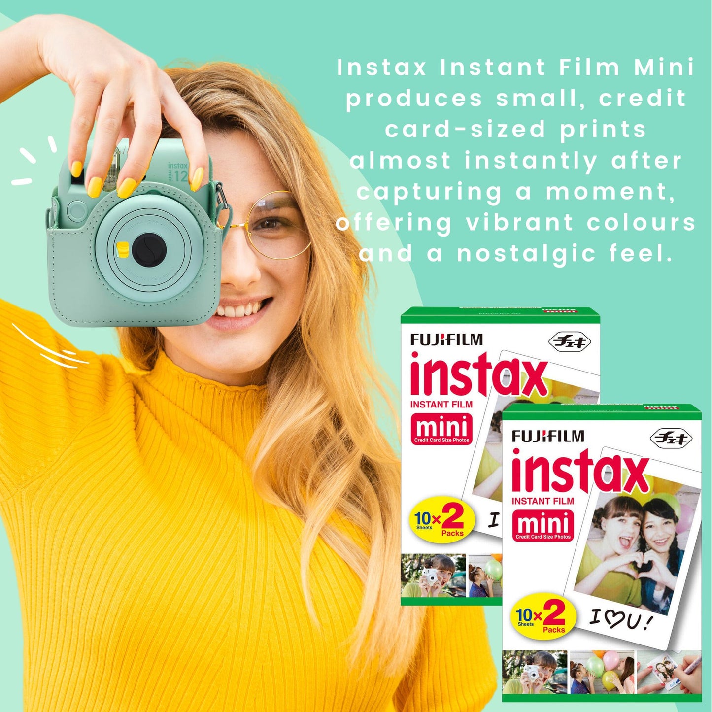 Fujifilm Instax Mini 12 Camera Bundle - Includes 40 shot Film, Clikoze Case, Album, Stickers & More
