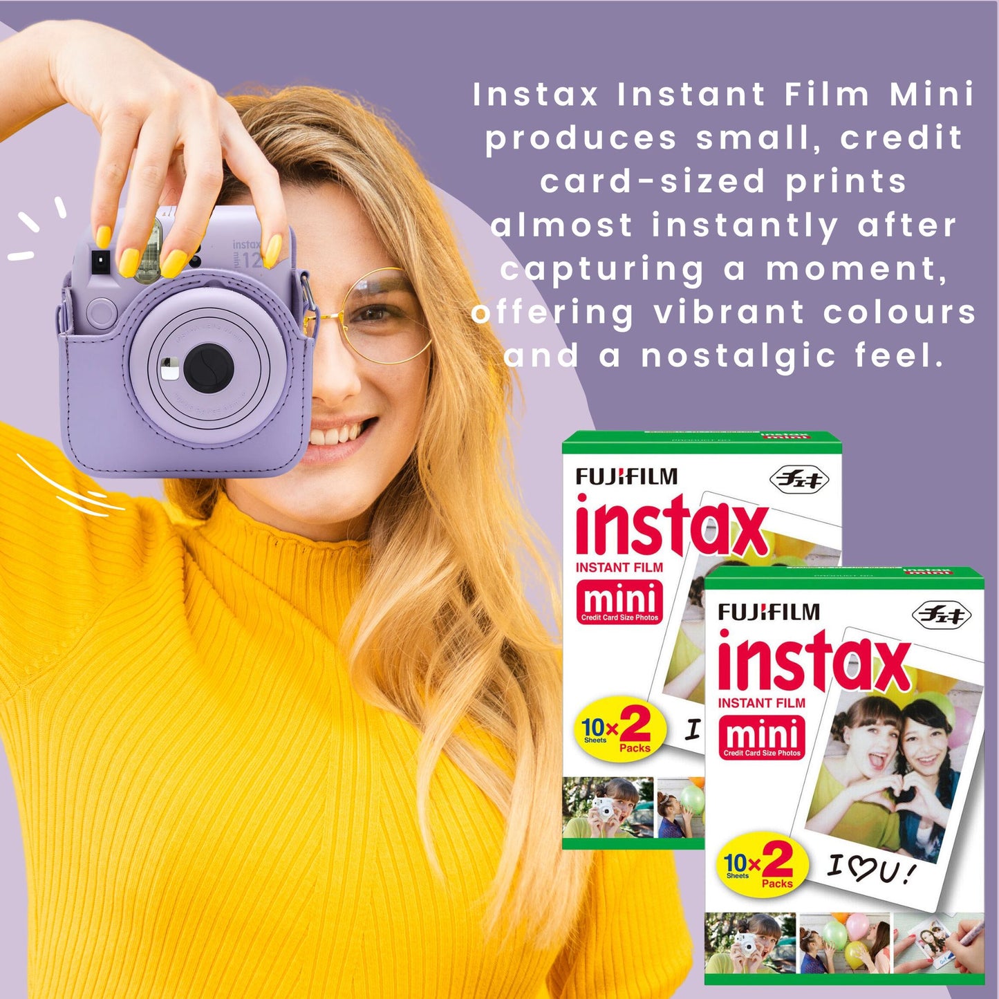 Clikoze Fujifilm Instax Mini 12 Camera Bundle - Includes Camera, Film, Case, Album, Stickers & More