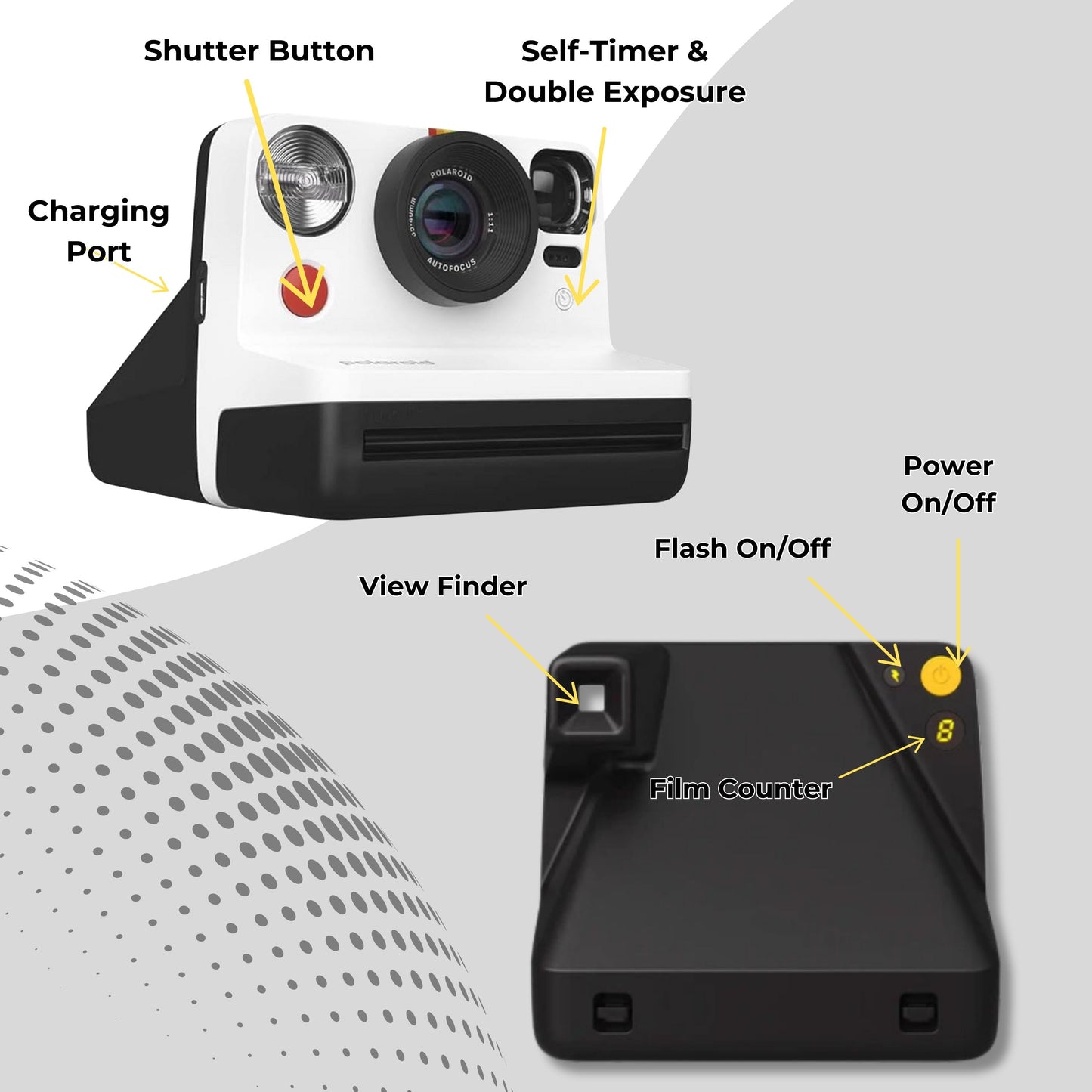 Polaroid Now Gen 2 Instant Camera Bundle (Black & White)- Camera with Case & Film