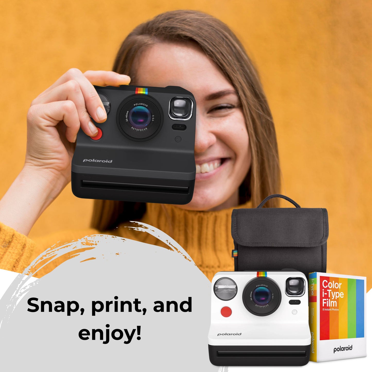 Polaroid Now Gen 2 Instant Camera Bundle (Black & White)- Camera with Case & Film