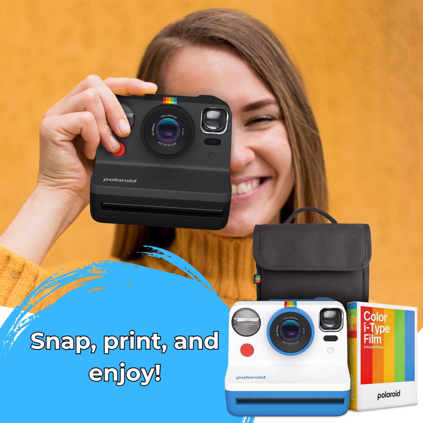 Polaroid Now Gen 2 Instant Camera Bundle - Camera (Blue) with Case & Film