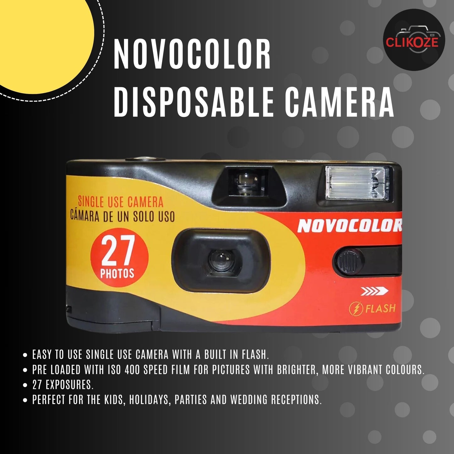 Novocolor Disposable Camera Bundle APM401010 - 10 x 27 Exposure Cameras + Free Developing
