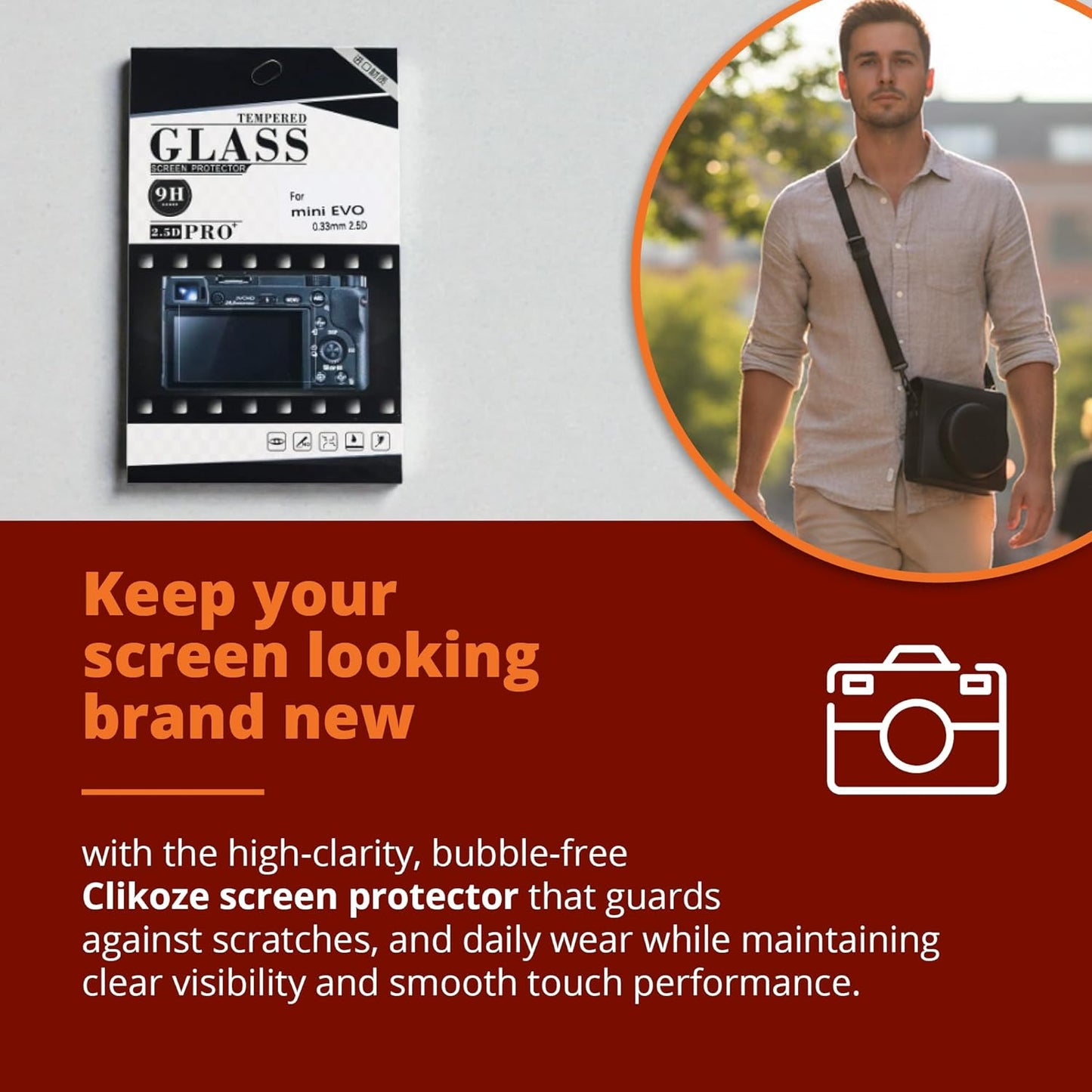 Clikoze Instax Mini Evo Accessory Set - Case, Photo Album, Sticker Frames, Pop Up Displays & Screen Protector