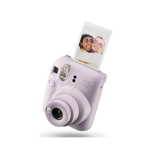 INSTAX mini 12: Joyful, creative, colorful camera. Easy controls, selfie mirror, close-up mode, quick printing. Bubbly design.