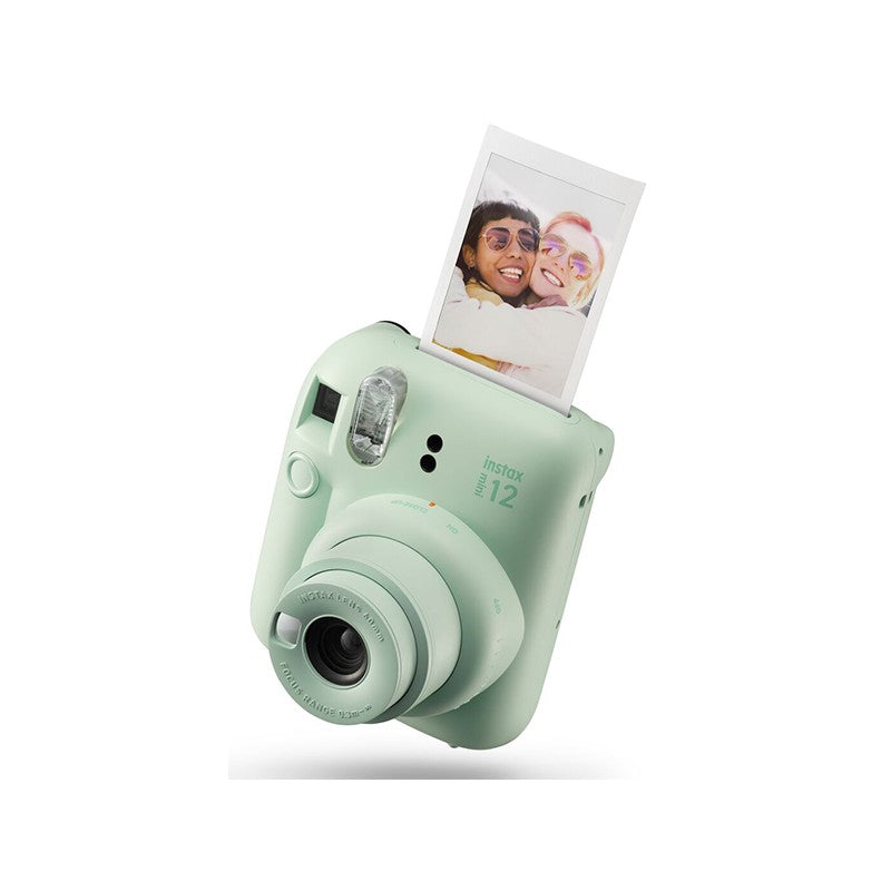 INSTAX mini 12: Joyful, creative, colorful instant camera. Easy controls, selfie mirror, close-up mode, quick printing. Bubbly design.