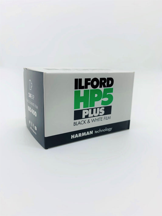 Ilford HP5 Plus 400 B&W 35mm Film: 24 exposures. Provides vintage look, forgiving exposure range. Ideal for various photography styles.