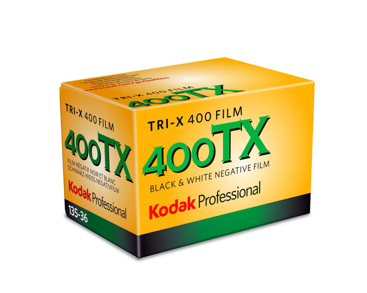 Enhance your photography with Kodak Tri-X 400 TX 135 black and white film. Ideal for low-light, fast action shots with high sharpness and detail.