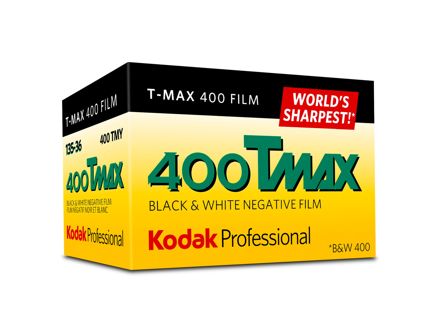 Kodak T-Max 400 135 black and white film - Fine grain, high speed, ideal for low light and fast action photography.