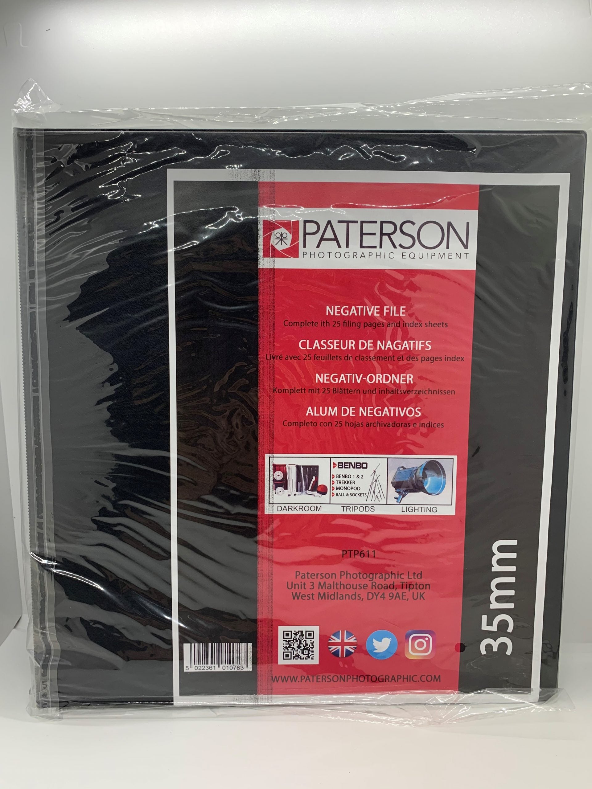 Paterson Negative file with 25 filing sheets for safe storage of negatives. Organized and protected preservation.