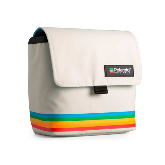 Snazzy Beach White carry case for Polaroid cameras. Soft fleece interior, lens protection, and beach-ready design. Order now!